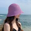 Damski kapelusz przeciwsłoneczny jednolity kolor odporny na UV kapelusz rybaka oddychający pleciony składany słomkowy kapelusz czapka chroniąca przed słońcem na zewnątrz