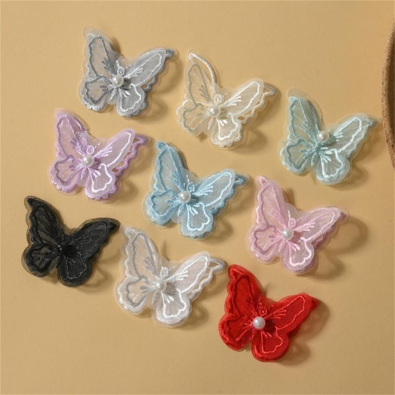 Fabric Pearls Embroidered Butterfly Sewing Accessories For Craft And Fashion