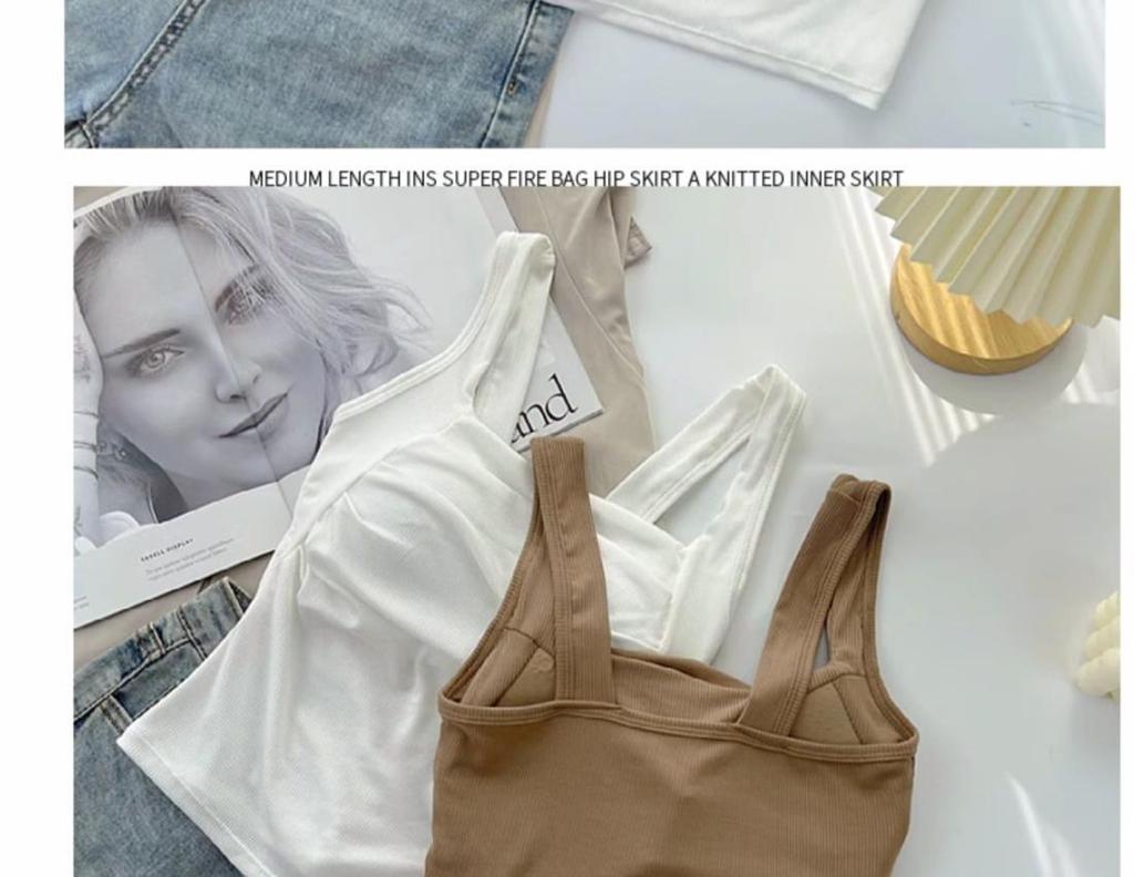 Korean Ruffled Spaghetti Strap Women's Tank with Chest Pads - Sexy Backless Slimming Base Layer