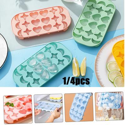 Silicone Ice Tray With Cover Ice Mold With Moon Star And Heart-Shaped Mold For Refrigeration Beverage Whiskey Vodka Cocktails