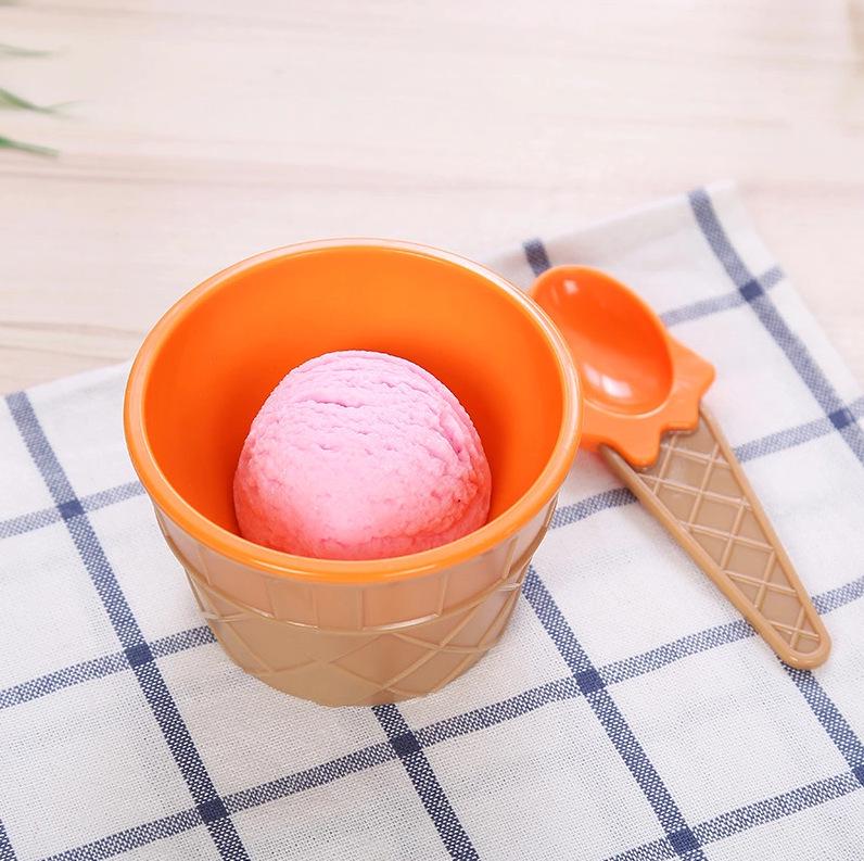 Candy Color Ice Cream Bowl with Spoon - Plastic Egg Tart Style Mold