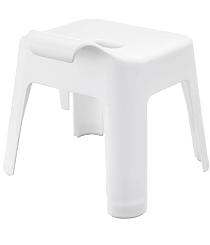 Yamazaki SH30 Bath Stool, White, Approx. W35 X D33 X H34cm (Seat: Approx. H30cm), Tower Design, Breathable and Quick-Drying, 5526