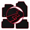 Velours-Fußmatten mit rotem Rand für: Ford Focus MK1 FL Schrägheck, Limousine, Kombi (2001-2004)