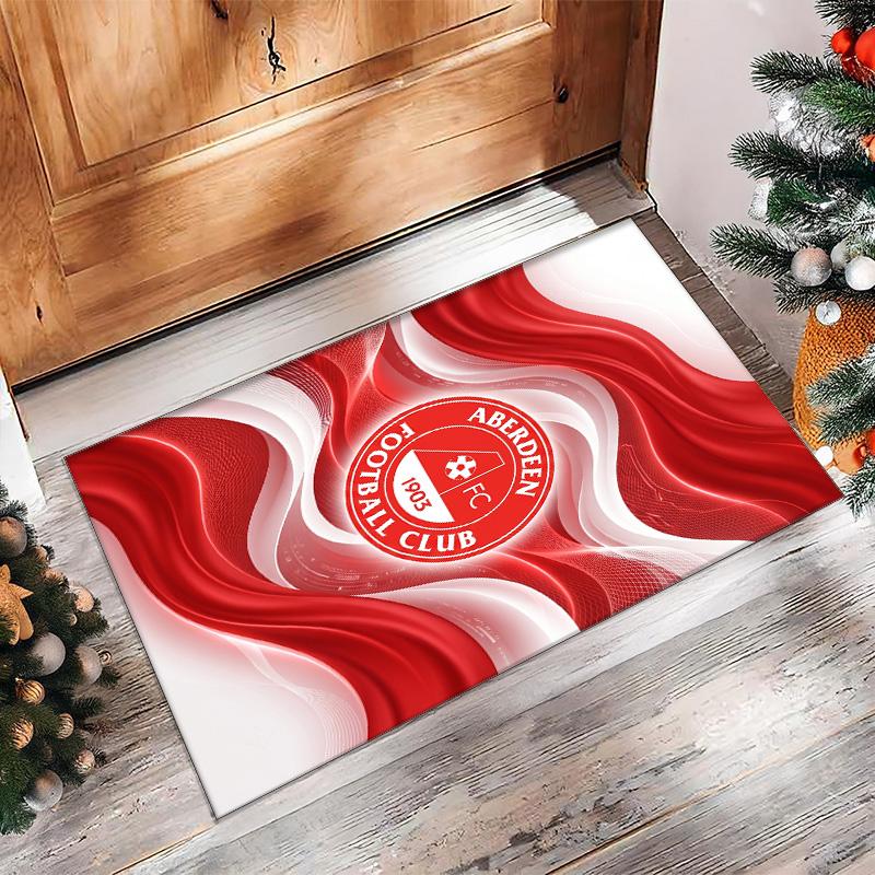 Aberdeen FC Soccer Football Pattern Soft Area Rug Non Slip Indoor Floor Carpet Sports Decor Mat for Bedroom