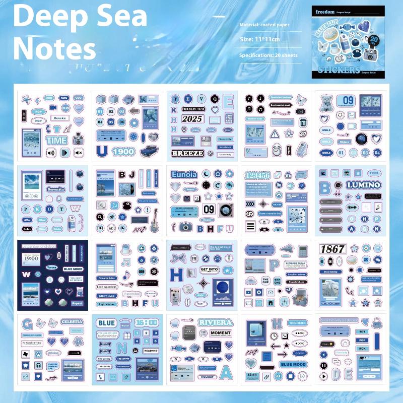 20 Sheets Mini Deco English Cutting-Free Handbook Daily Quotes Series Cut Film Sticker Book Diy Decorative Material Decals