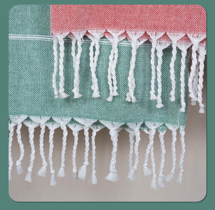 Yarn-Dyed Striped Quick-Dry Beach Towel - Multi-Color, Absorbent Cotton/Polyester Blend for Swimming & Bath