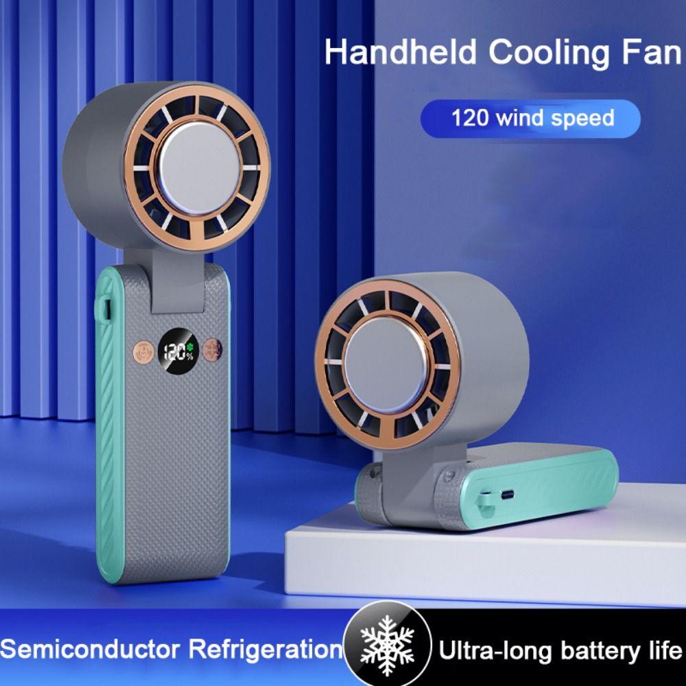 120 Speed Adjustable Handheld Cooling Fan LED Display Small Electric Fan Mini Folding Fan  Travel