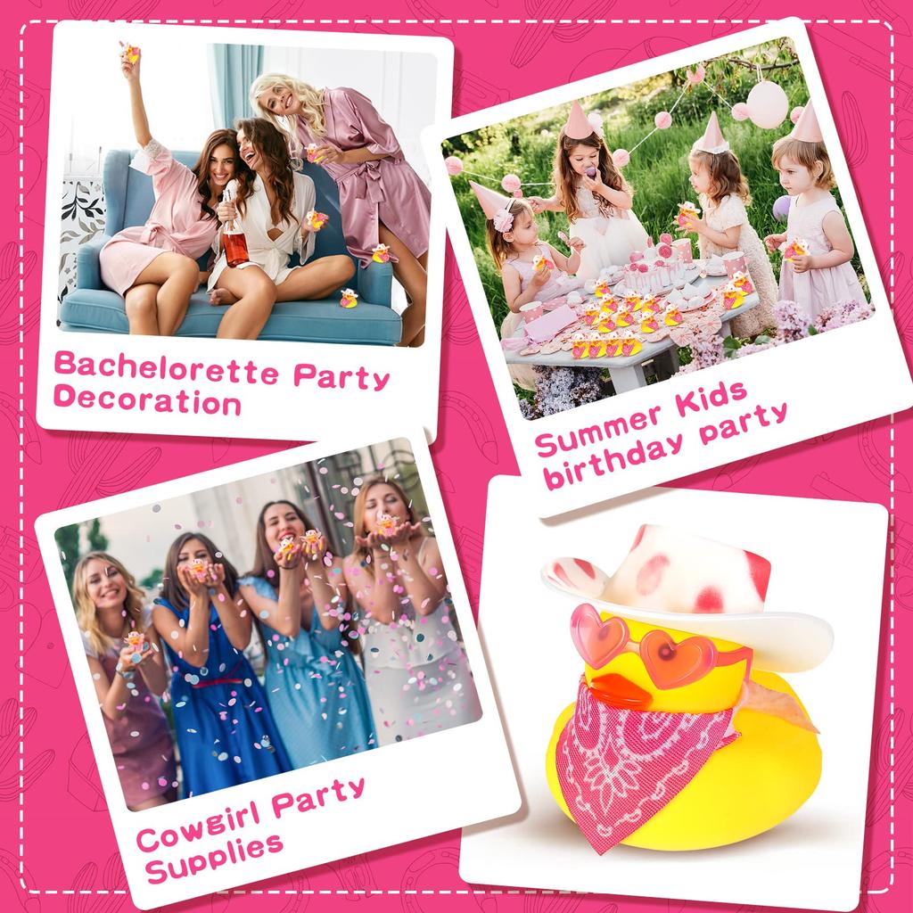122436 Pcs Valentine'S Day Gift For Kids Cowboy Rubber Duck Mini Rubber Duckies With Hat Glasses Scarf Shower Party Favor