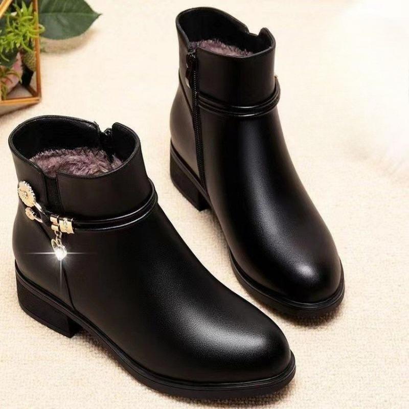 

Мамине взуття, Жіноче бавовняне взуття, Флісові короткі чоботи, Шкіряні туфлі на плоскій підошві на товстому підборі, Бавовняні чоботи проти ковзання 39 чорний