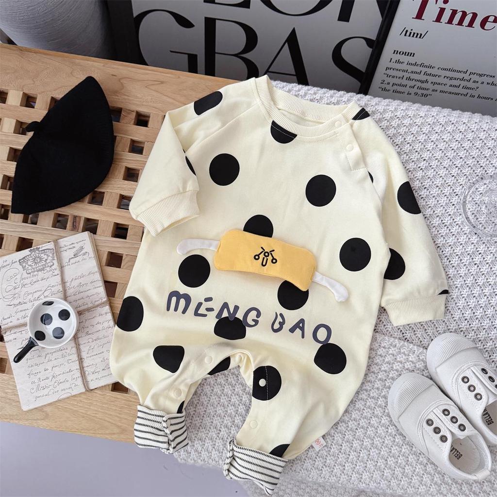 Nebeans Polka Dot Long Sleeve Infant Romper - Spring & Autumn Cotton Onesie