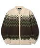 TRILLION Washable Nordic Jacquard Collar Neck 2-Way Zip-Up Knit [Beige]