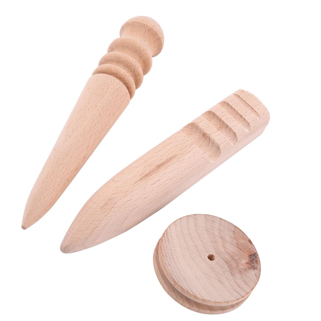 3 Types Wooden Leather Edge Burnisher Polished Grinding Tool(3 In 1 Set)