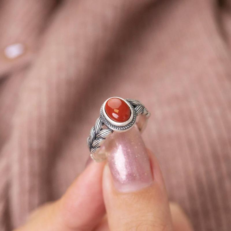 Women s Adjustable Retro Distressed Wheat Ear Ring - Ethnic Style Chinese Imitation Nan Hong Accessory Adjustable Open Ring