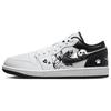 Air Jordan 1 Abrasion Resistant Slip Resistant Low Top Vintage Basketball Shoes Men's White Black 553558-132(Team181-)