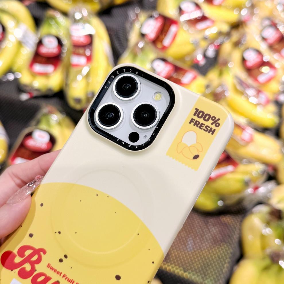 Peelable Magnetic Stand Banana Case for iPhone 14, 15 Pro Max, 17 Pro Protective Cover