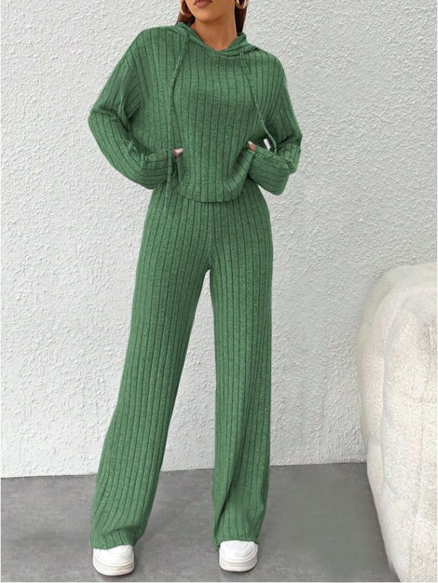 Women's Autumn/Winter 2023 Casual Knitted Hoodie and Pants Set