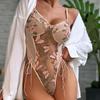 Europäischer und Amerikanischer Damen Sexy Schnür-Bodysuit Schmetterlings-Stickerei Figurbetonter Einteiler Dessous, Modische Erotische Intime Kleidung