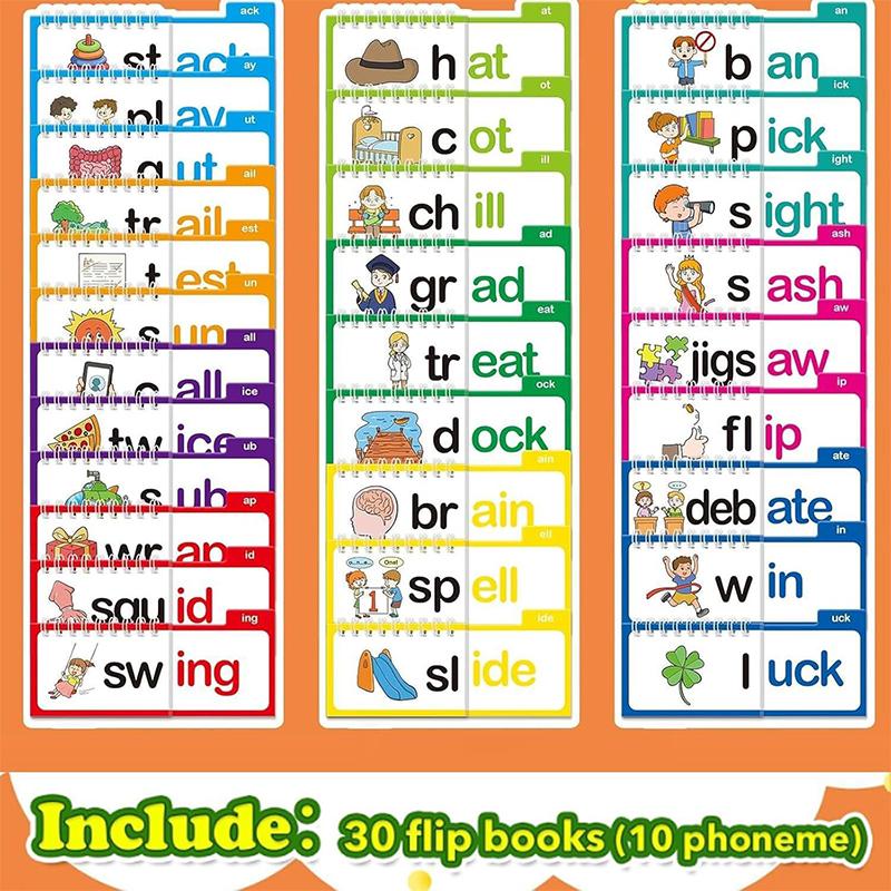 30 Libretti da Leggere e Ritmare Libretti Famiglie di Parole Flashcard Carte Vocabolario ABC Gioco Educativo di Lettura