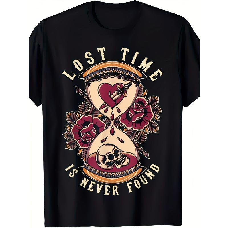 

European sizes Men s & Women s Vintage Gothic Hourglass Tattoo T-Shirt 4XL