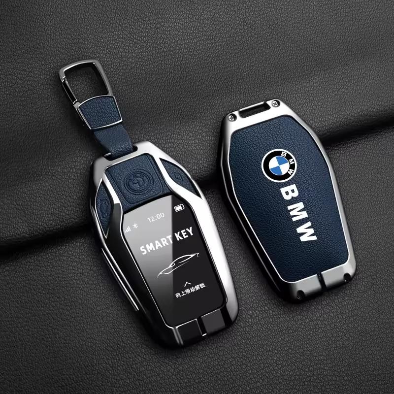 Leather Metal Car Smart Remote Key Case Cover Gift Key Bag For BMW 5 7 Series X3 X4 X5 X7 G30 G31 G11 G12 G01 GT G32 I8 Sticker Vdkc30