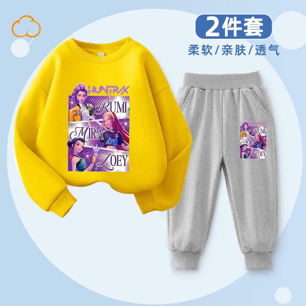 Modă pentru copii Vânătoare de vrăjitoare K-POP Hanorac cu gât rotund Set casual din 2 piese de primăvară și toamnă pentru băieți și fete