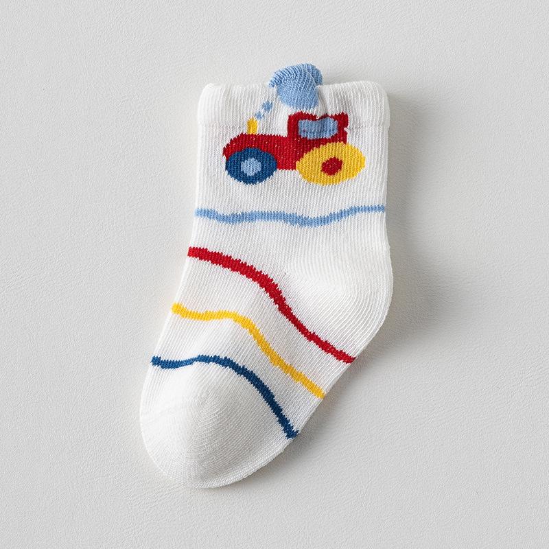 Cute Kids Socks For Boys Cotton Children Sock Casual Cartoon Car Autumn Spring Warm Children Middle Tube Socks 0-5Years