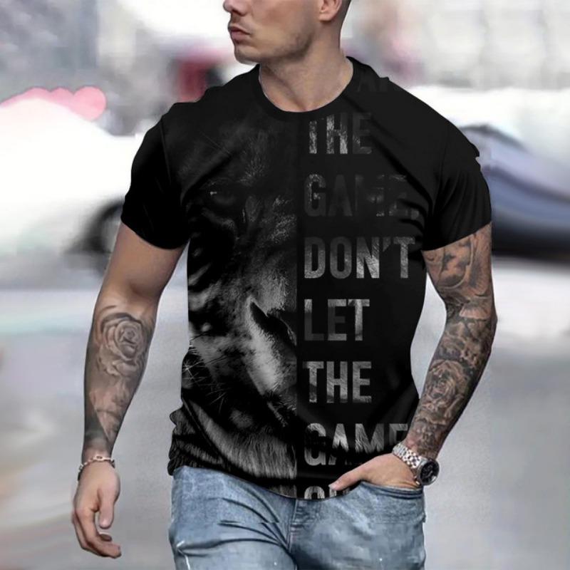 

Крутая спортивная футболка с графическим принтом льва, топ 2025 года, новая модная мужская футболка, мягкая дышащая одежда с круглым вырезом и коротким рукавом 5XL