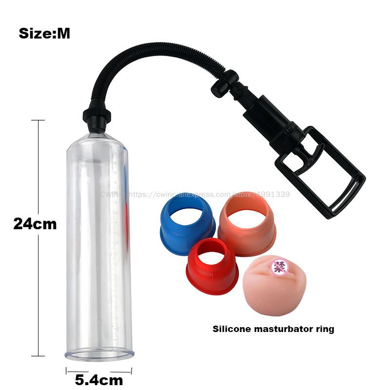 CW0252 Male Penis Pump Enlarger Vacuum Pump Extender Large with Extra Sleeves Sex Toys for