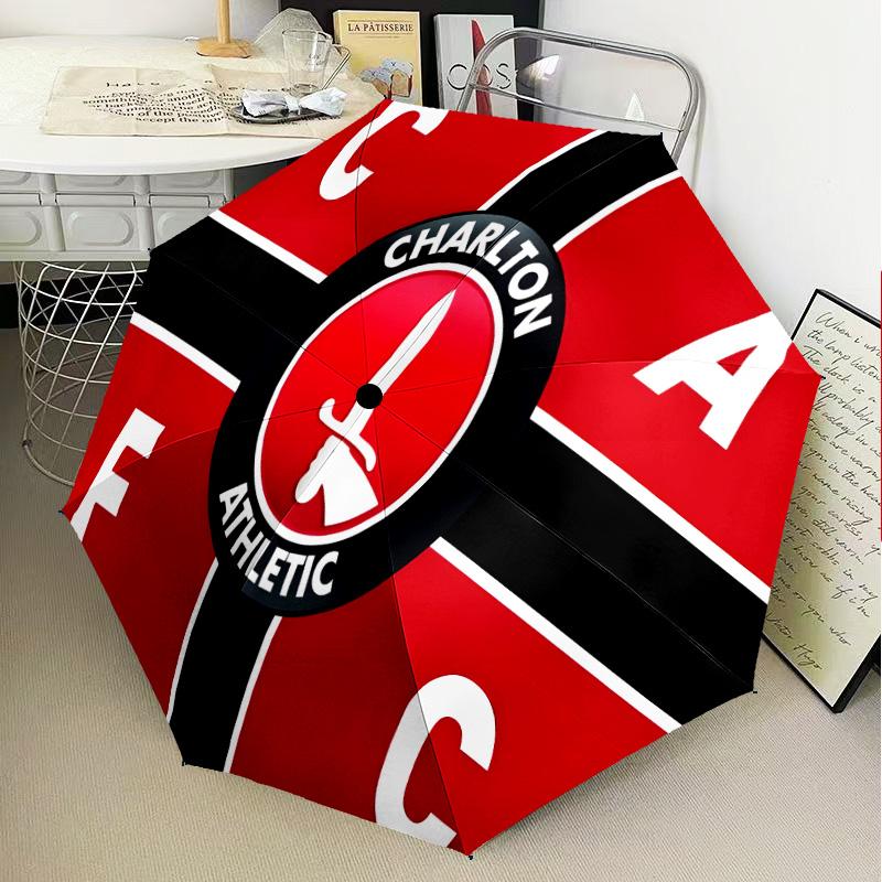 Charlton FC Crest Automatic Folding Umbrella - 8-Rib Travel Umbrella with Auto Open/Close & Portable Gifts for holidays or birthdays
