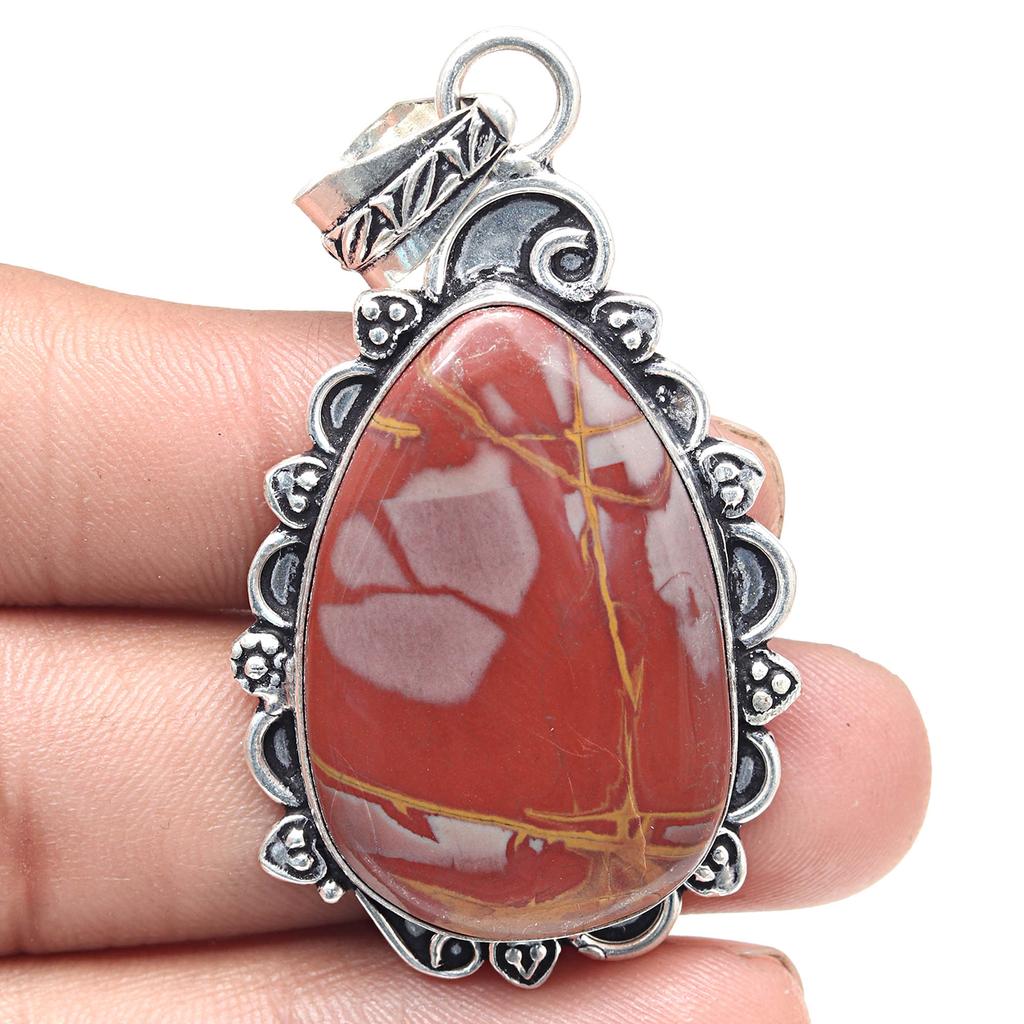 Wisiorek Jaspis Projektancki Kamień Szlachetny Prezent na Walentynki Srebrna Biżuteria 2.5"