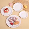 50Pcs Round Disposable Tableware Heat Resistant Wedding Serving Tray Disposable Paper Plates Snacks