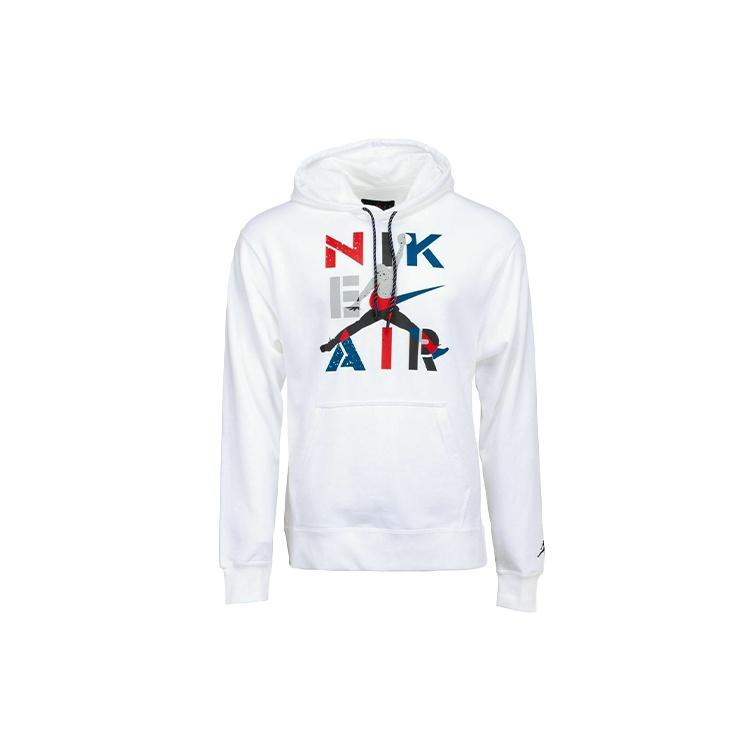Air Jordan 4 M J Lgc Po Chest Printing Drawstring Hoodie White Men s CQ8291-100 L