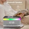 Custom Modern Desk Led Colorful Light Digital Alarm Clock Radio bluetooth Music Speaker Alarm Clock with Wireless Phone Charging