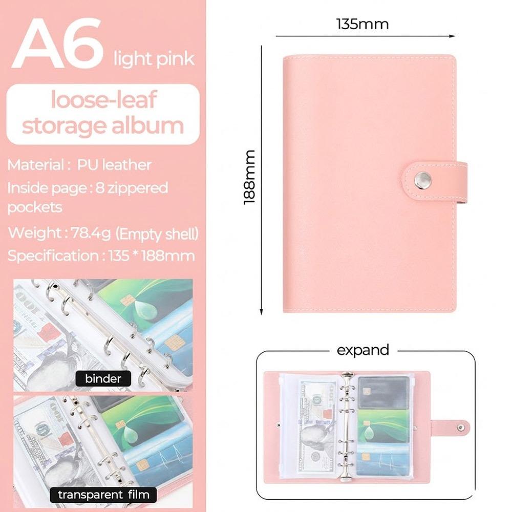 Macaron Money Organizer PU Leather Loose-leaf Notebook Durable Cash Saving Planner  Planner
