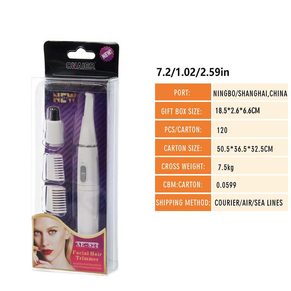 2-in-1 Women Men Electric Hair Trimmer Button Operation Battery Powered Nose Eyebrow Trimming Grooming Tool Beauty Supplies