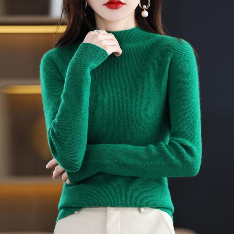 DAFIFY Damenmode, lässig, Herbst/Winter, einfarbig, mit langem Ärmel, halber Rollkragenpullover