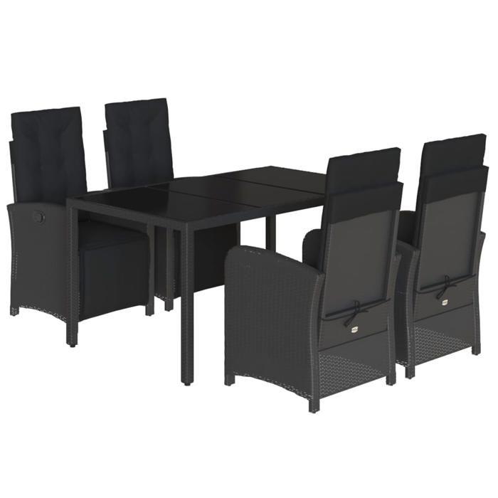 VidaXL Ensemble à Manger de Jardin avec Coussins 5 pcs, Table et Chaises avec Dossier et Repose-pied Réglables, Meubles 3212458