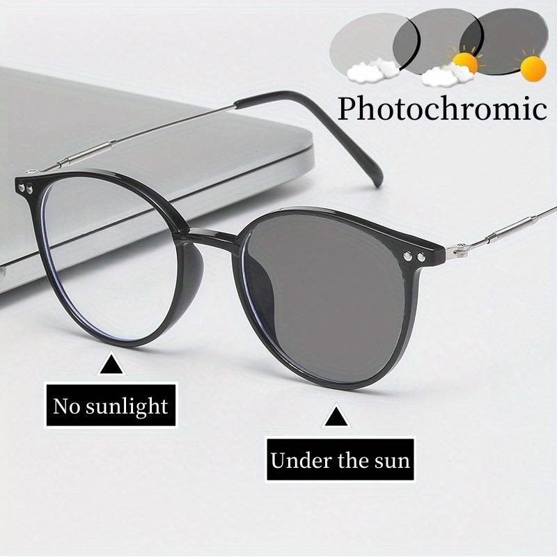 1PCS Color Changing Glasses Ultra Light Round Frame Unisex Optical Glasses for Driving Computer Daily Use High-definition