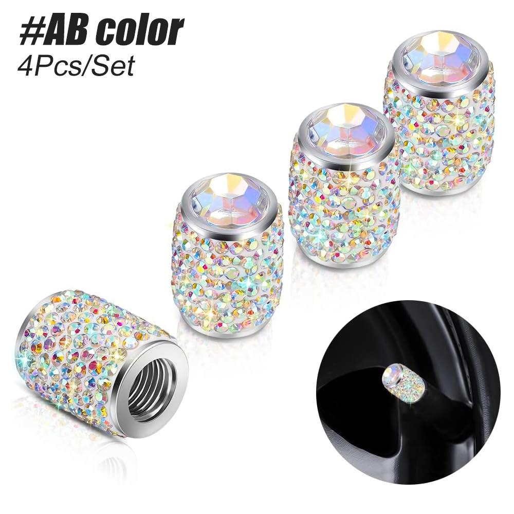 Bling Tire Stem Valve Caps, Crystal Tire Caps Shinny Rhinestone Universal Tire Valve Caps for Car SUV Motorcycle Bicycle Truck