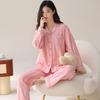 Pajamas women's spring and autumn pure cotton long-sleeved autumn 1011 new high-end cardigan autumn and winter thin large-size loungewear
