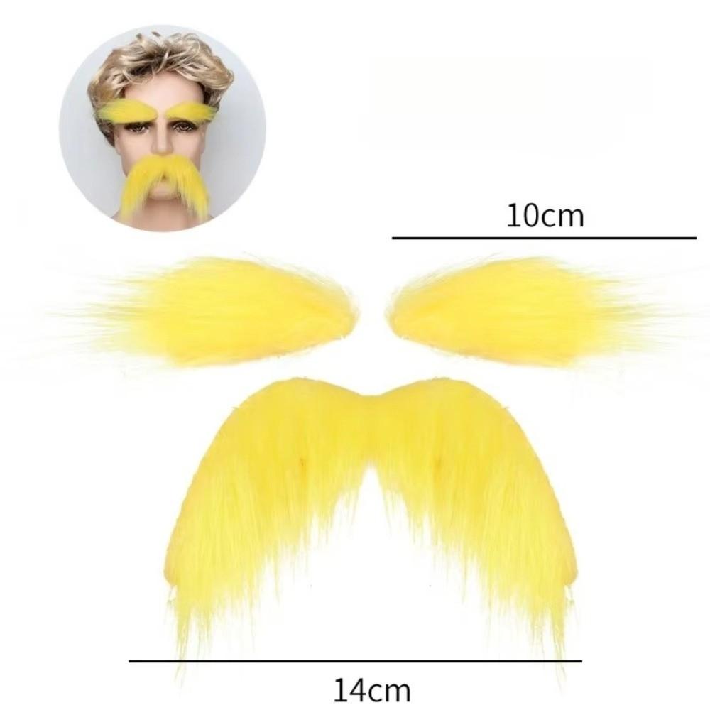 Self-Adhesive Fake Beard Set Hairy Facial Hair Props Novelty Eyebrow Mustache Set  Christmas Party