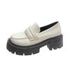 Scarpe Basse in Pelle Piccole Giapponesi Britanniche da Donna Nuove con Suola Spessa e Tacco Grosso Slip-on Stile Preppy Scarpe a Punta Larga
