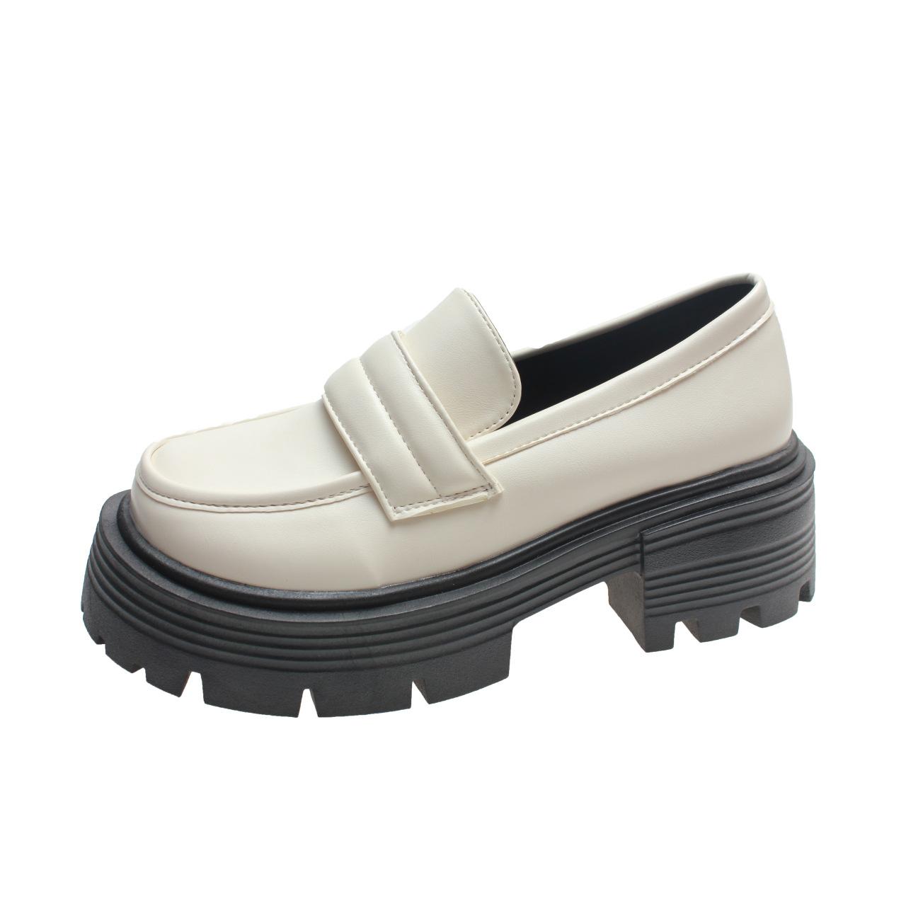 

Маленькие кожаные туфли в японском и британском стиле, женские новые туфли без шнуровки на толстой подошве и толстом каблуке в консервативном стиле с большим носком 38 белый