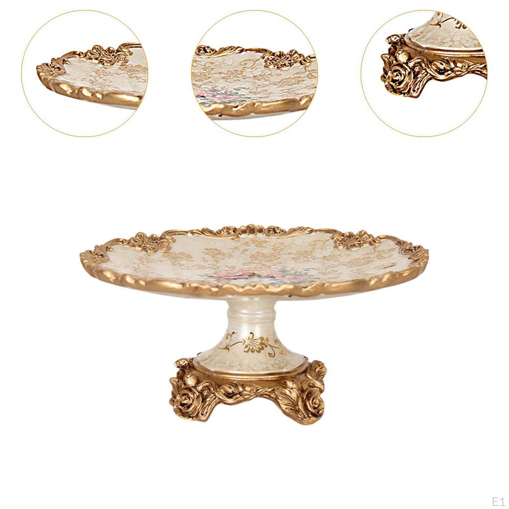 Vintage-Stil Obst Tablett Halter Gericht Flache Hause Dekoration Floral Footed Dessert Schüssel