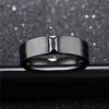 Elegant Couple Rings Zircon Inlay Stainless Steel Men Ring Black Rhinestones CZ Women Wedding Ring Sets Jewelry Drop Shipping