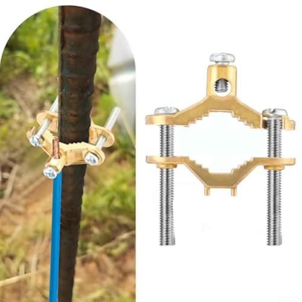 Ground Clamp 1/2,1 Fitting, 3 Piece Copper Alloy Ground Rod Clamp With Screws Bonding To Water And Steel For Electrical Safety Applications,1PCS,