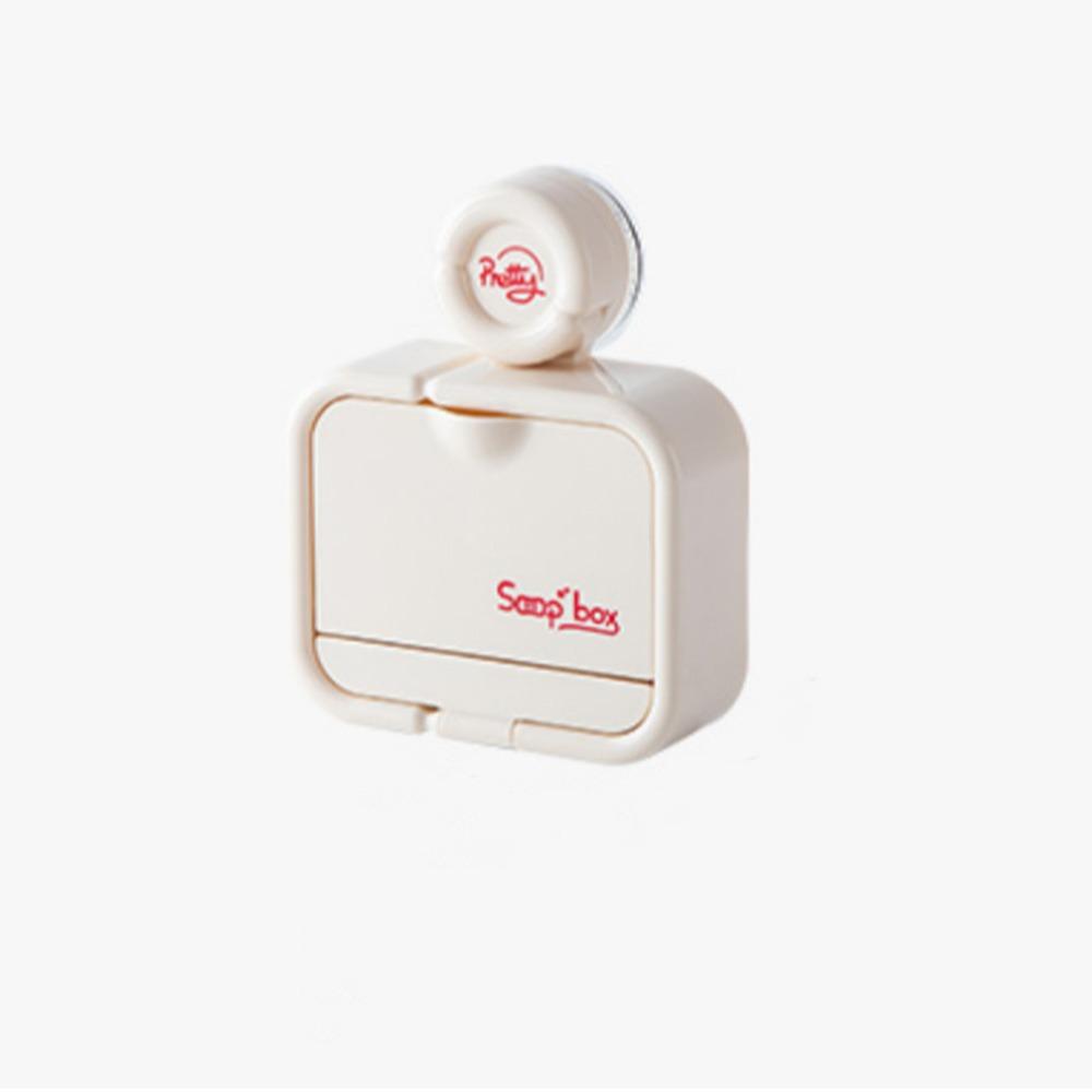 with Lid Suction Cup Soap Box Punch-free Soap Draining Rack Soap Container  Bathroom Accessories