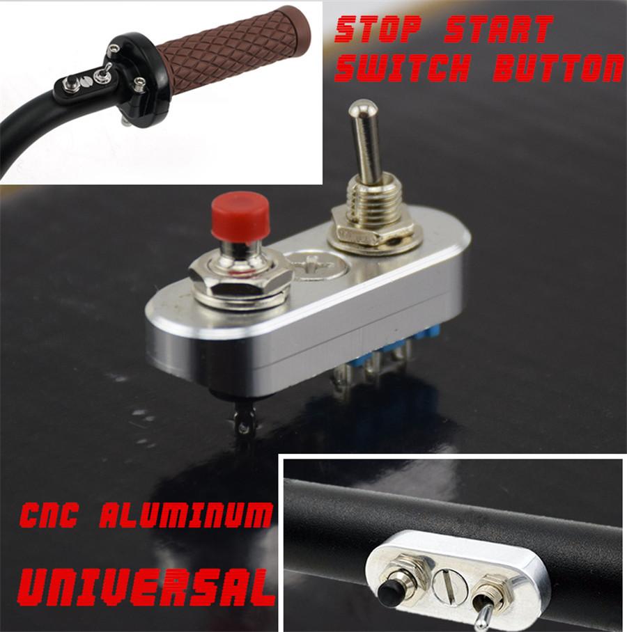 DIY Motorcycle Handlebar Engine Ignition Starts Stop Lever Silver Switch 12V