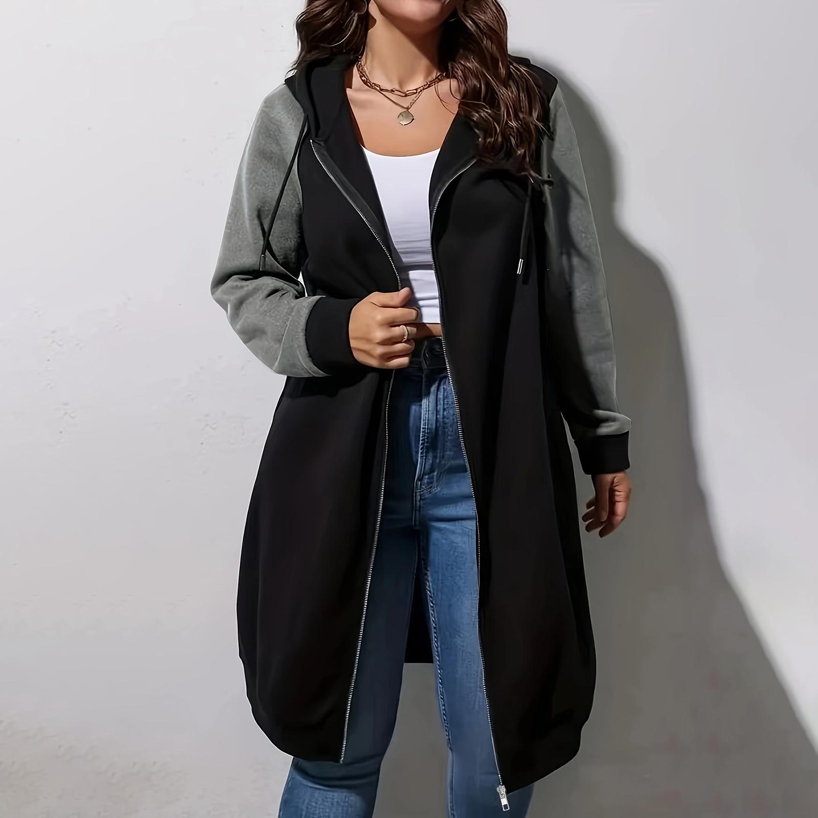 

Женская модная однотонная толстовка с капюшоном и длинными рукавами, с карманом, повседневная XL