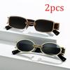 2Pcs Fashion Square Oval Plastic&Metal Frame Women Sunglasses for Men Daily Life Eyewear Accessories
